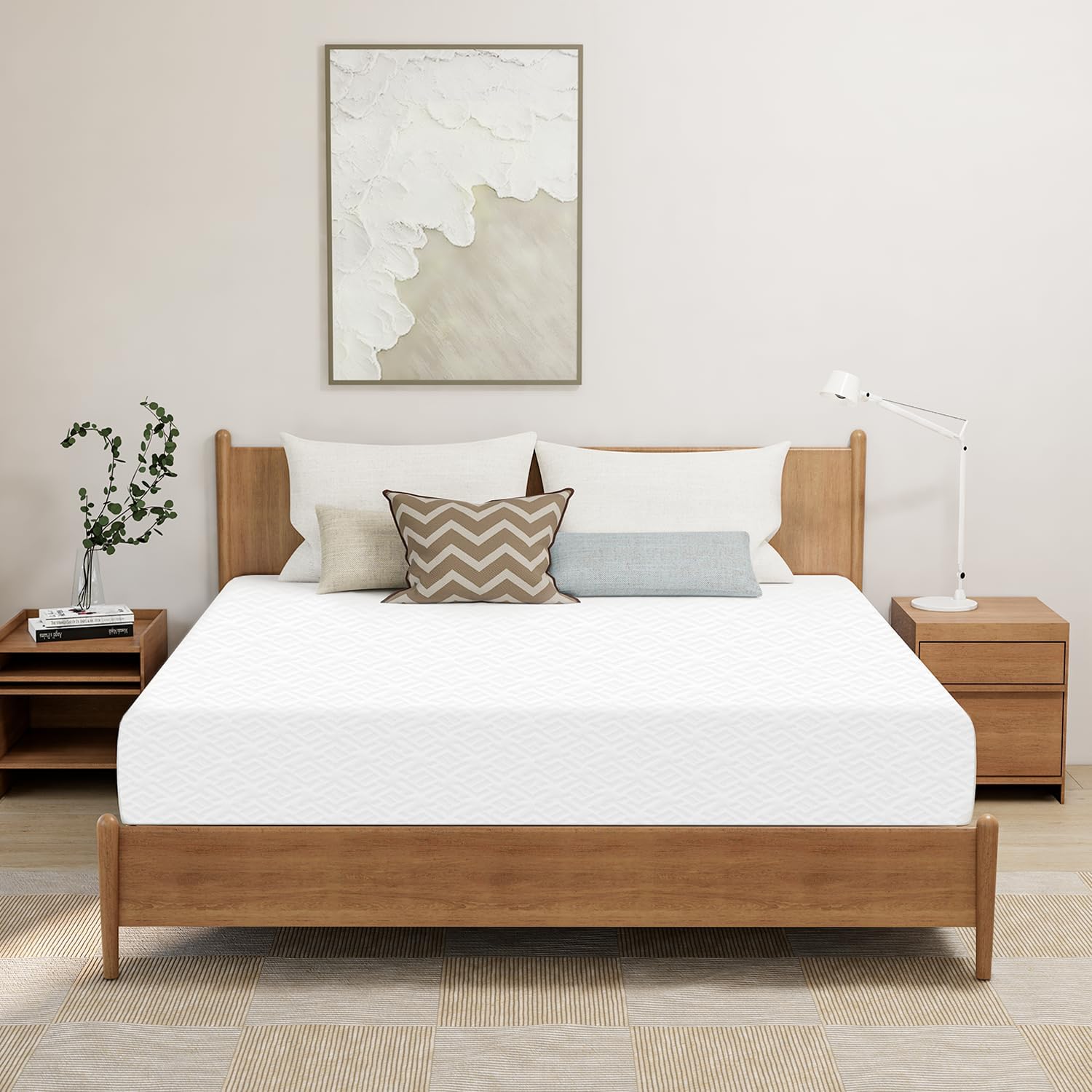 GAESTE 8 Inch King Cooling Gel Green Tea Memory Foam Mattress Medium Firm CertiPUR-US Certified Foam, Mattress in a Box Removable Soft Cover No Fiberglass (King, 8 in)