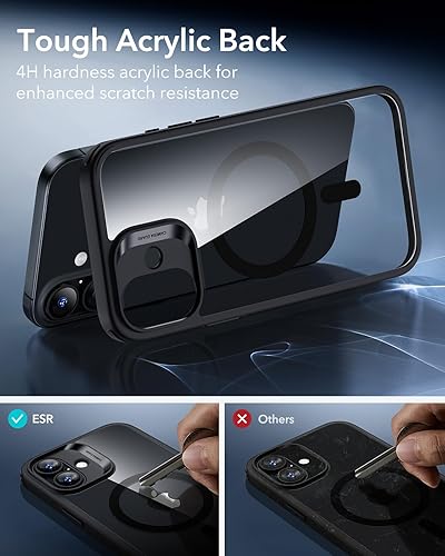 Vista 457 de ESR Funda para iPhone 15 Pro Max, compatible con MagSafe, de grado militar, negro transparente
