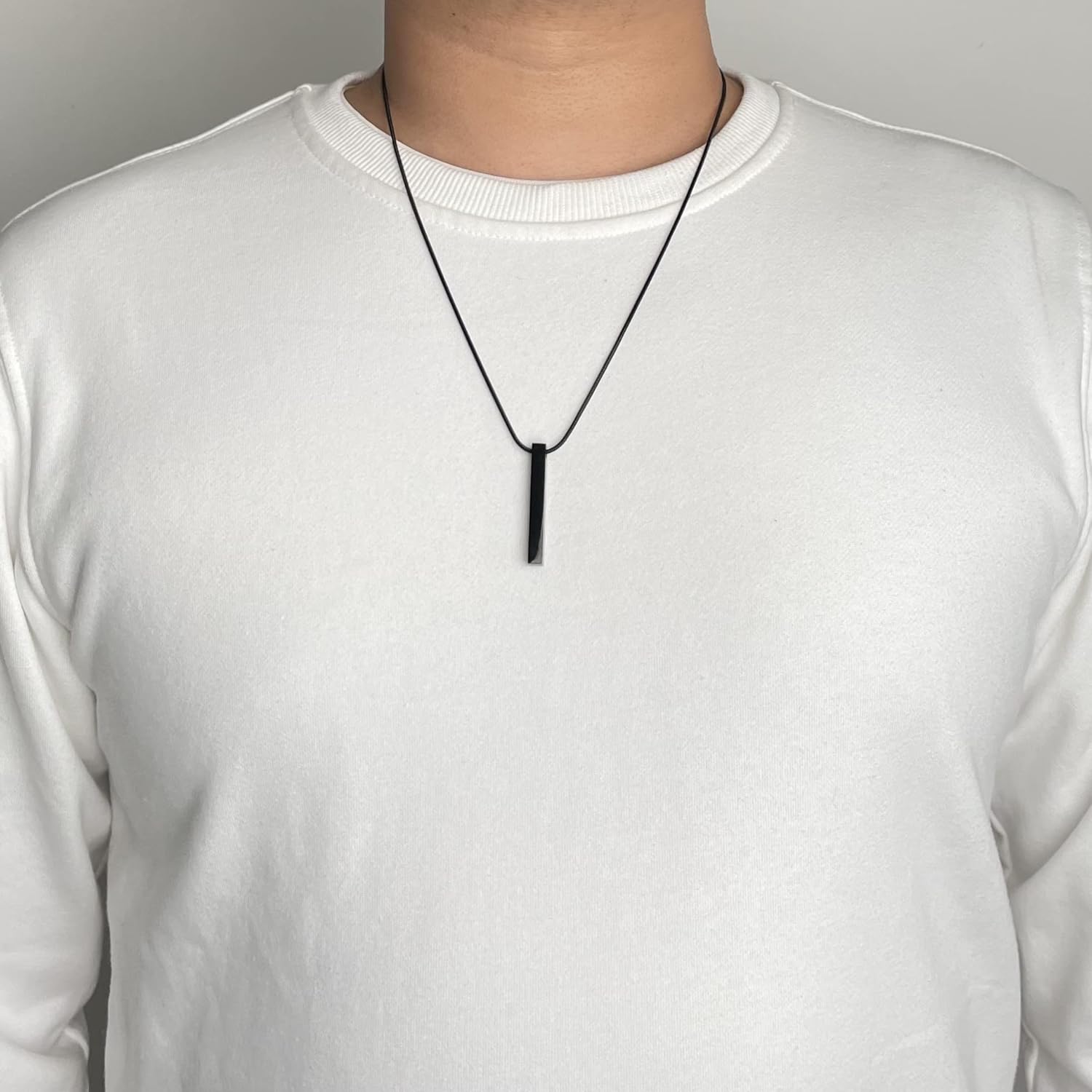 Stainless Steel Bar Pendant Necklace for Men and Women 24 Inch Snake Chain - Image 4