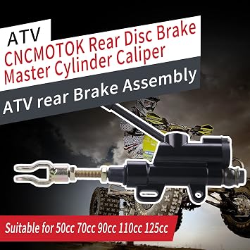 Rear Disc Brake Master Cylinder Caliper With Replaced Disc Brake Pad fit for 50cc 70cc 90cc 110cc 125cc Chinese TaoTao 110cc Peace Motorsports Quad Coolster 3050HD ATV Kids Four Wheeler