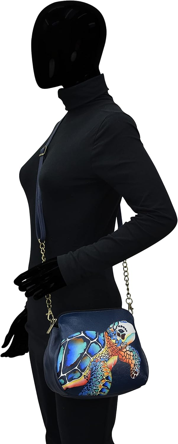 Anna by Anuschka Women's Hand-Painted Leather Medium Multi-Compartment Bag