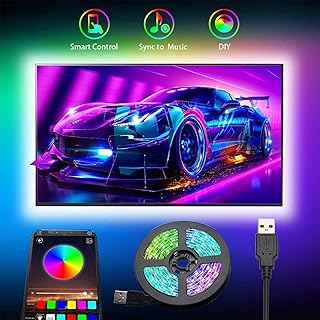 Strisce LED USB, Romwish 3M retroilluminazione LED TV con controllo da APP striscia LED RGB per TV da 40 pollici-60 pollici, sincronizzazione con musica, Adatto a TV, PC Monitore e Camera da Letto