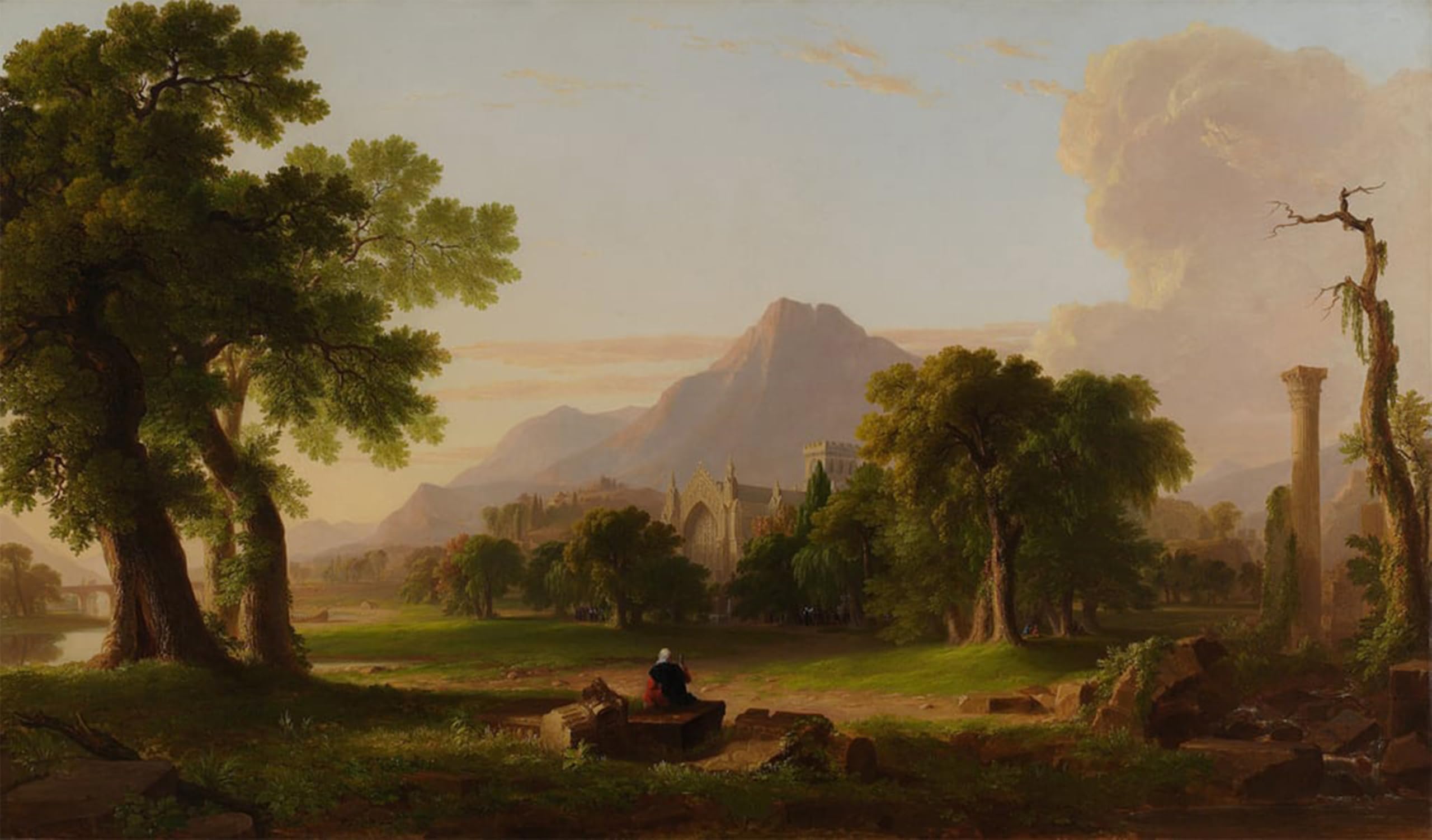 ARTXLXXBN Famous Art Print Poster Vintage Wall Art the Evening of Life by Asher Brown Durand Canvas Art Poster for Home Decor 60x90cm