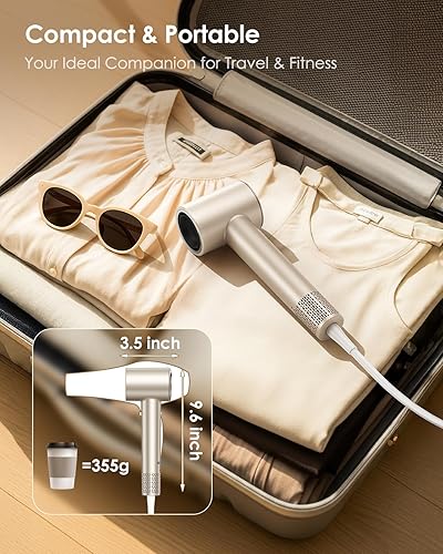 Miniatura 7 de Secador de pelo iónico con difusor, secadora de alta velocidad de 160000 RPM, 500 millones de iones sin encrespamiento, secado rápido para mujeres,