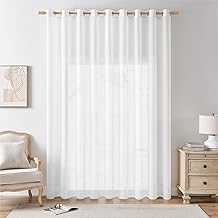 Softalker Net Curtain 300 x 240 cm Wide Width White Curtains Living Room Modern Semi-Transparent Voile Curtain with Eyelets Window Decoration Bedroom Children's Kitchen Dressing Room Outdoor