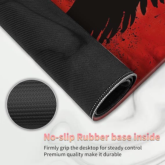 Playmat for MTG with Zones (2 Pack), Card Game Mat Non-Slip Rubber Base and Stitched, 24 x 14 inch TCG Play Mat for MTG and Other Card Games, Red Black Wings