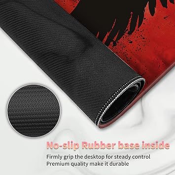 Playmat for MTG with Zones (2 Pack), Card Game Mat Non-Slip Rubber Base and Stitched, 24 x 14 inch TCG Play Mat for MTG and Other Card Games, Red Black Wings