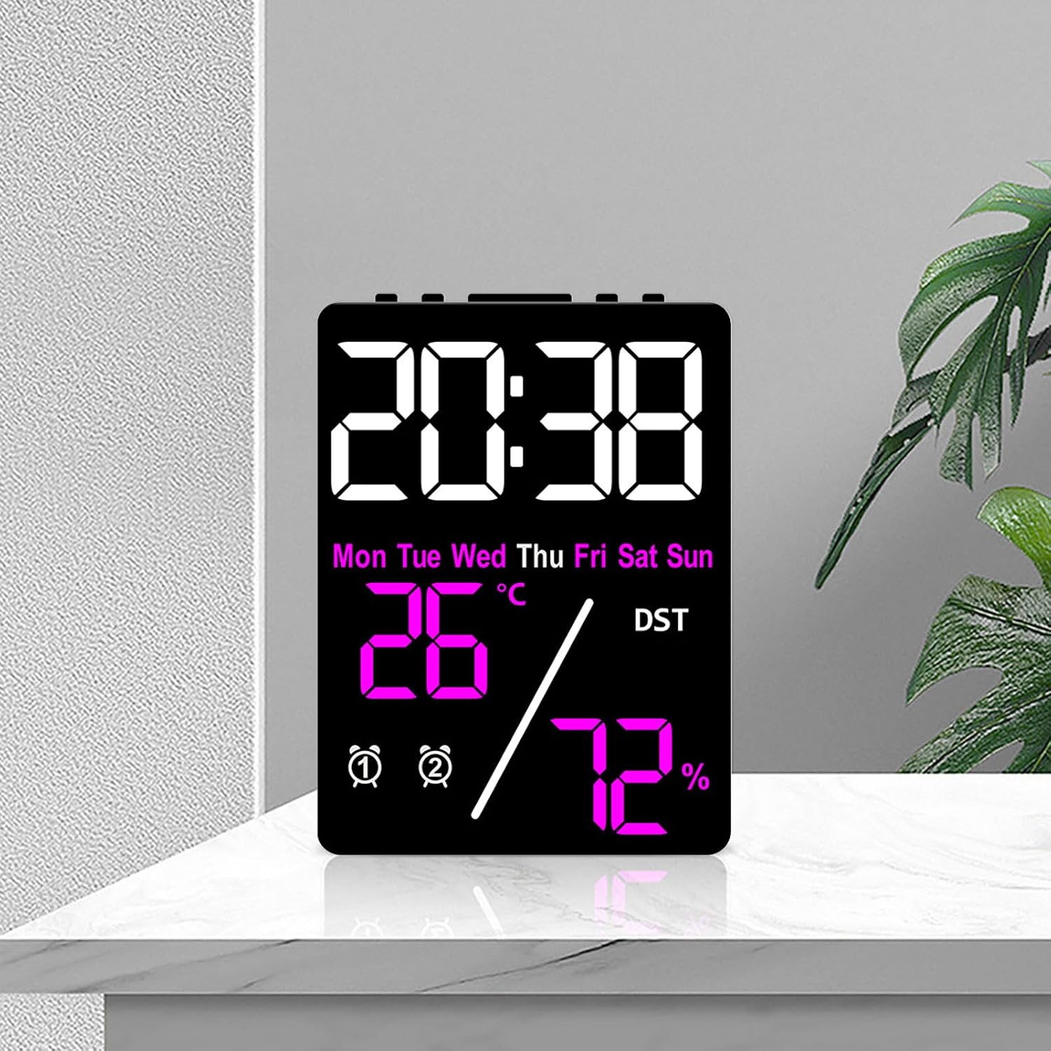 Alarm Clock Indoor Climate Monitors with Clear Display, Clock and Hygrometer Features Temperature Monitors Digital Hygrometer