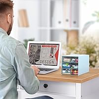 Vista 2 de Organizador de escritorio con 5 cajones, suministros de papelería de oficina rectangulares, cajones de escritorio, almacenamiento de maquillaje