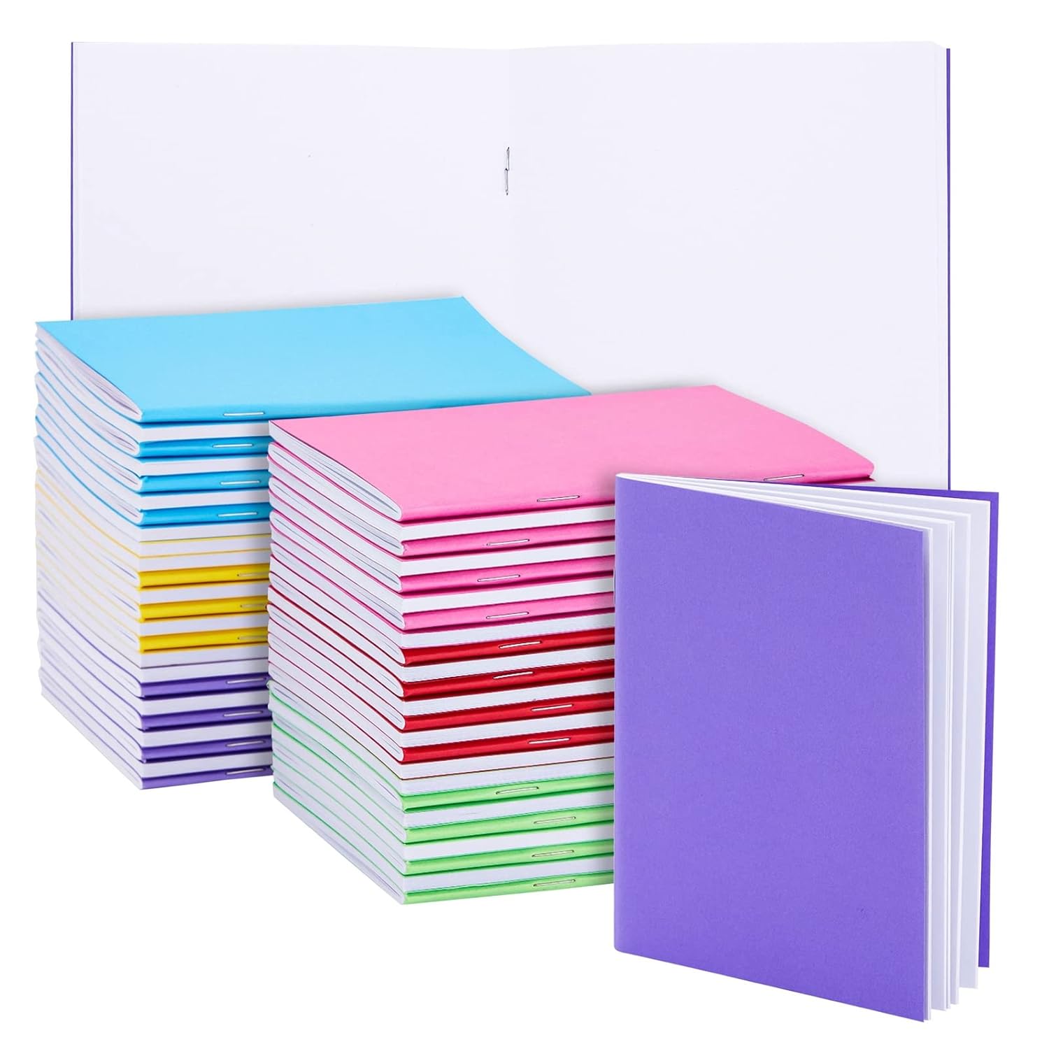 Paper Junkie 48 Pack Unlined Pocket Size Notebook, Blank Books for Kids To Write Stories Bulk Set, 6 Colors (4.3 x 5.5 In) - Bulk Small Notebook