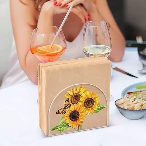 Miniatura 7 de Servilletero de acuarela de girasoles y mariposas, servilleteros acrílicos para mesa de cóctel, dispensador, soporte de papel para cocina, comedor,