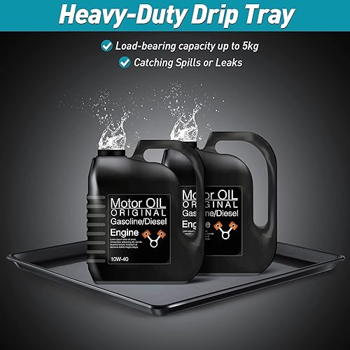 Miniatura 3 de Saillong 2 bandejas de goteo de aceite para debajo del automóvil, bandeja grande de goteo de aceite de 22 x 21 pulgadas, mini bandeja de drenaje de