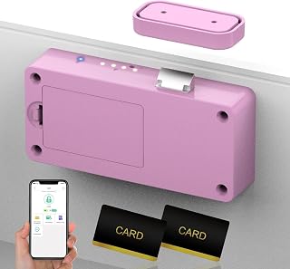 Anweller Smart Cabinet Lock, Baby Proofing Child Proof Hidden Drawer Locks | Hidden No Drill Adhesive Keyless RFID Bluetooth App Cabinet Locks for Adults File Kitchen Cupboard Liquor Closet - Pink