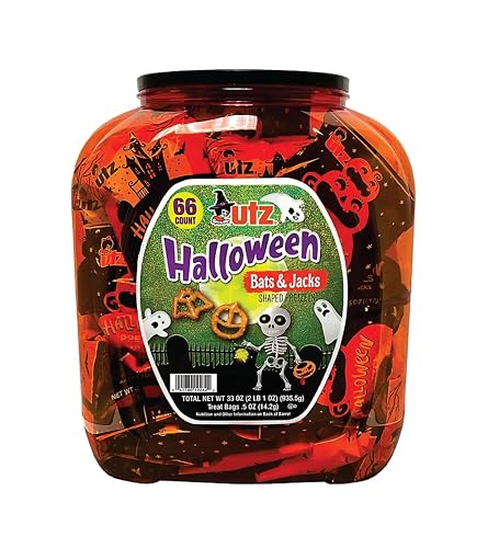 Utz Halloween Bats and Jacks Shaped Pretzels, 66 Treat Bags