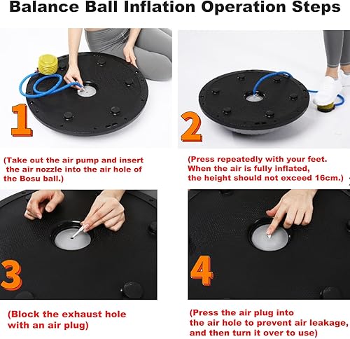 Miniatura 8 de 1500 libras de media pelota de ejercicio, pelota de equilibrio, pelota central para entrenamiento de pelota de equilibrio, pelota de terapia,