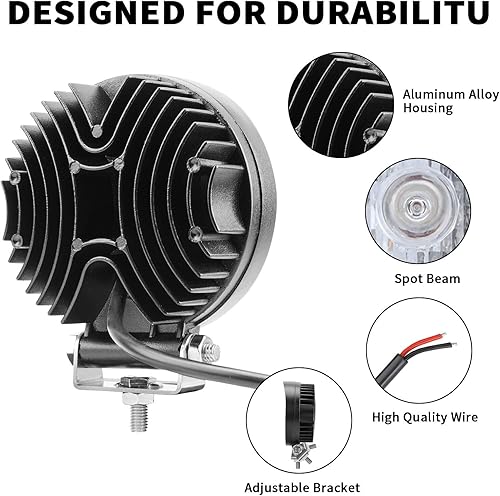 Miniatura 3 de Luz LED redonda de trabajo ámbar de 27 W, luz LED antiniebla todoterreno, luces de conducción, impermeable, para caza, camioneta, UTV, coche, barco,