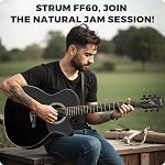 41" Acoustic Guitar Kit for Beginner: 4/4 Full Size Cutaway Acustica Guitarra Bundle for Adult with Gig Bag, Tuner, Strap, Strings, Picks, Capo, FF60, Black