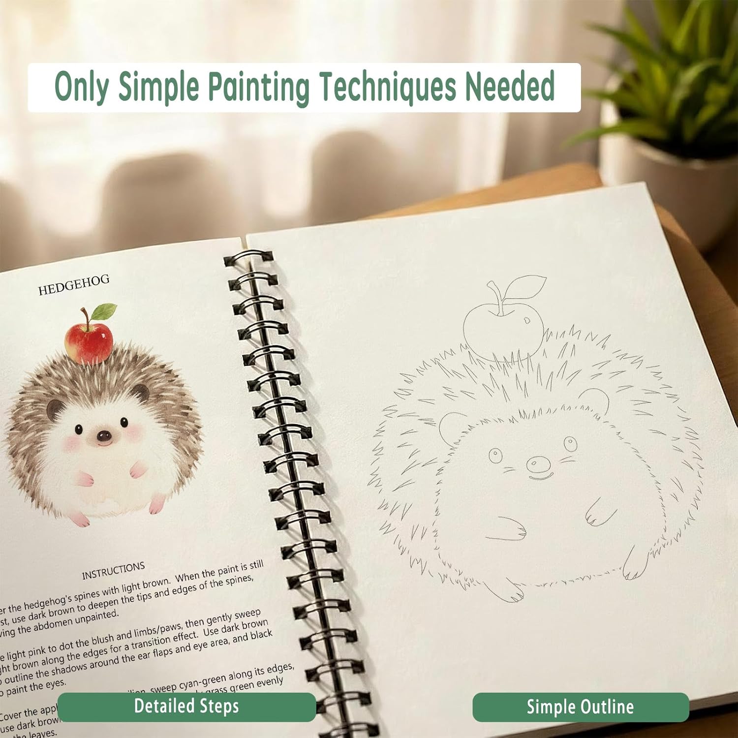 SLWBZ Watercolor Workbooks Set, 2 Books Different Themes Exquisite Workbook with Detailed Steps, 16 Colors of Palette and 2 Wooden Soft Brushes，Beginner-Friendly Watercolor Workbooks, Animals&Birds