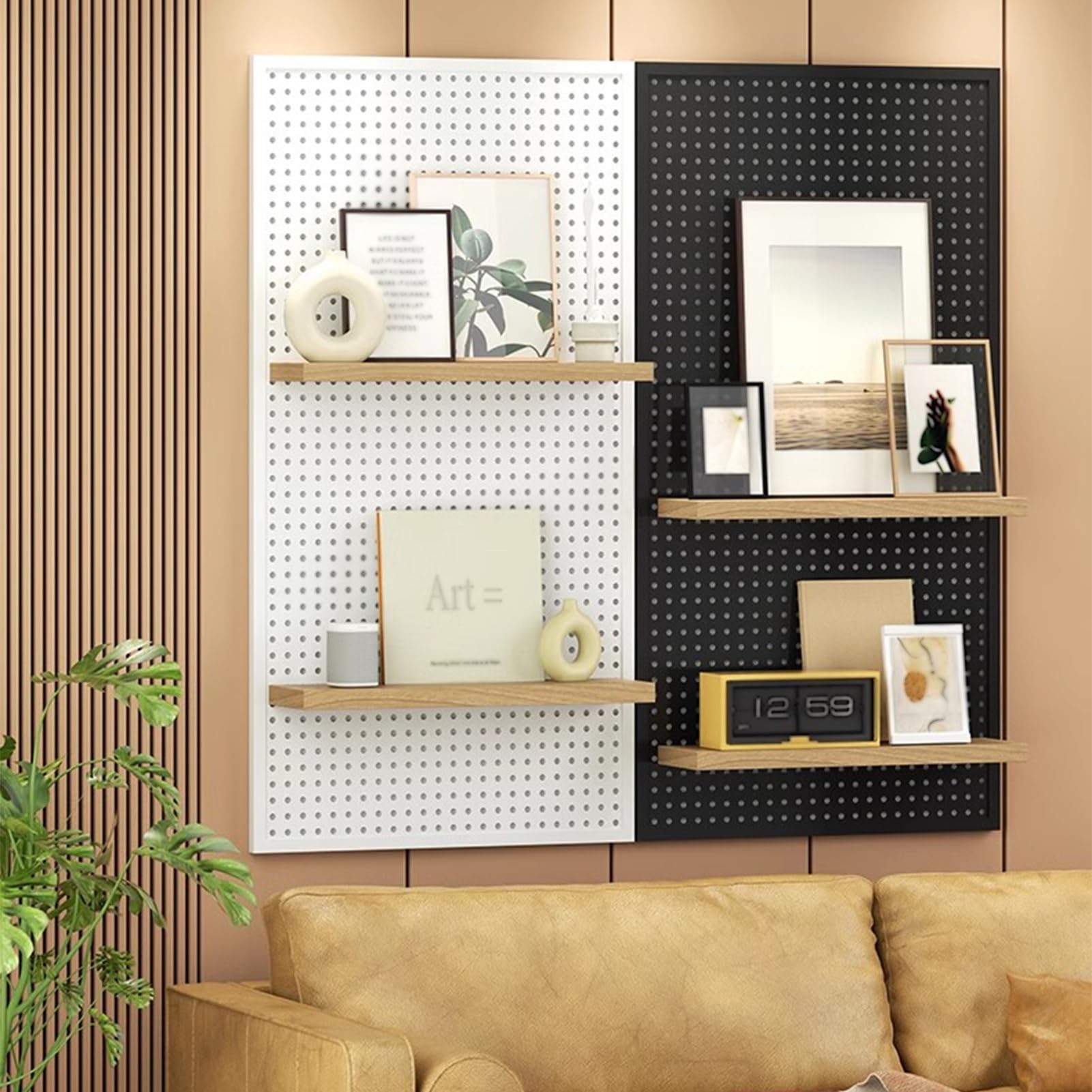 Paneles de organización de Herramientas de Tablero Perforado de Metal para Montaje en Pared, Kit de Tablero Perforado Modular para cobertizo (Blanco, 40 x 100 cm)