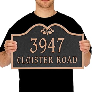 Custom House Address Sign Plaque, Outdoor Number Plate, Weatherproof, Multiple Color Options, 270 Mil Thick (A6)