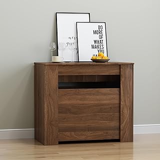 Extendable Dining Table, Transformer Extra Console Table for 1-12 People, Folding Space Saving Dining Room Table for Homes, Apartments, Walnut