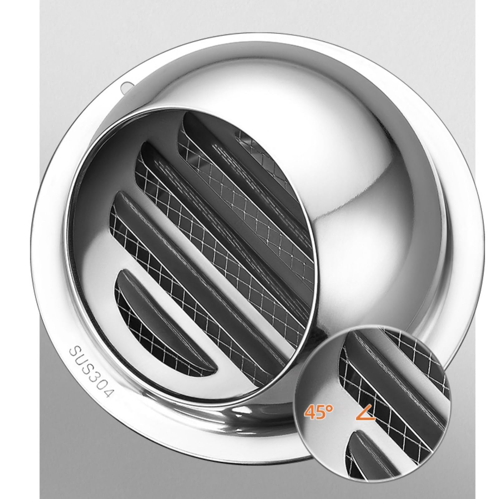 Rejilla de ventilación redonda for salida aire pared, rejilla, acero inoxidable 304(200mm/7.87in)