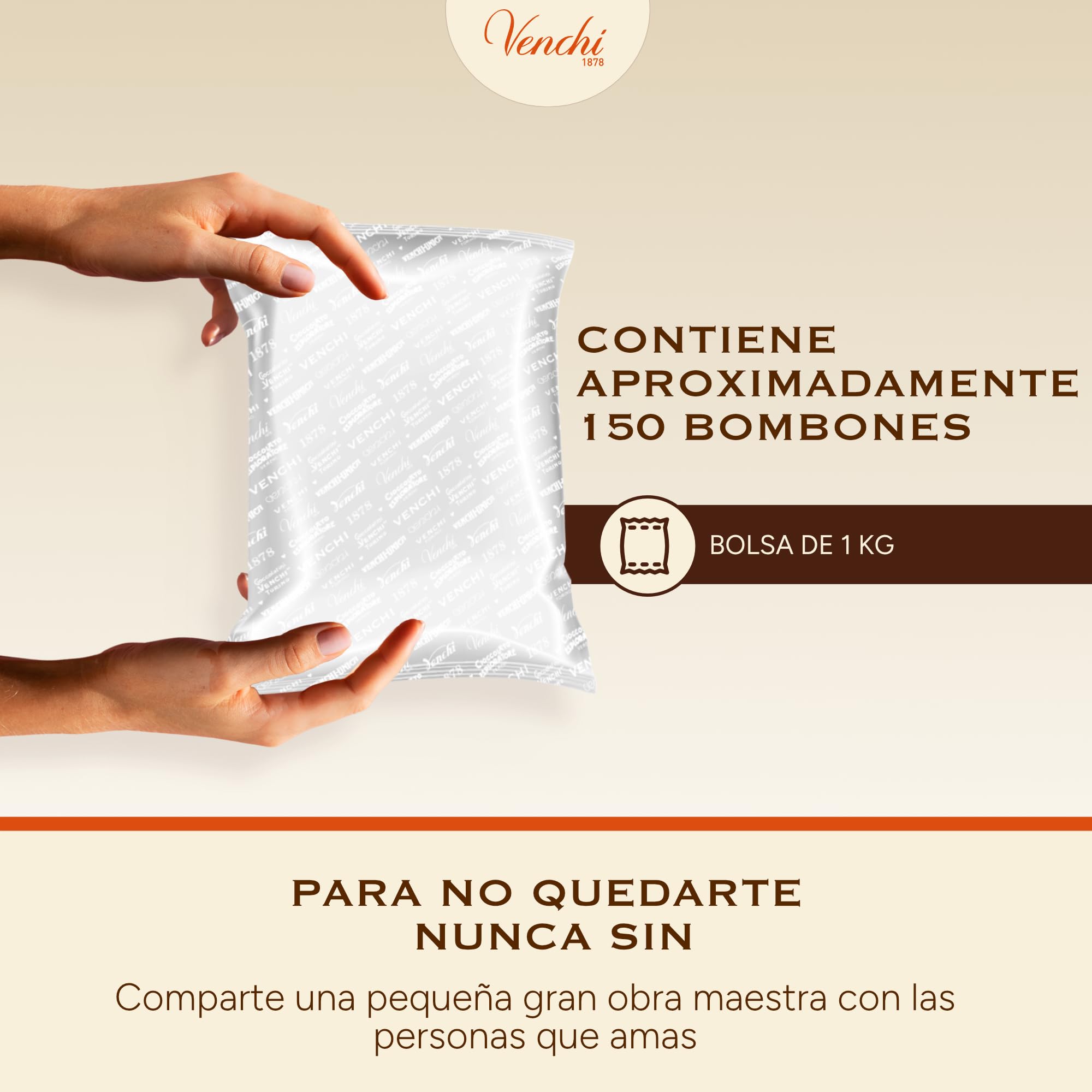 Venchi - Granblend Extra Fondant 75 % NO Added Sugar, 1 kg - Sin Edulcorantes Artificiales - Sin Gluten - Vegano