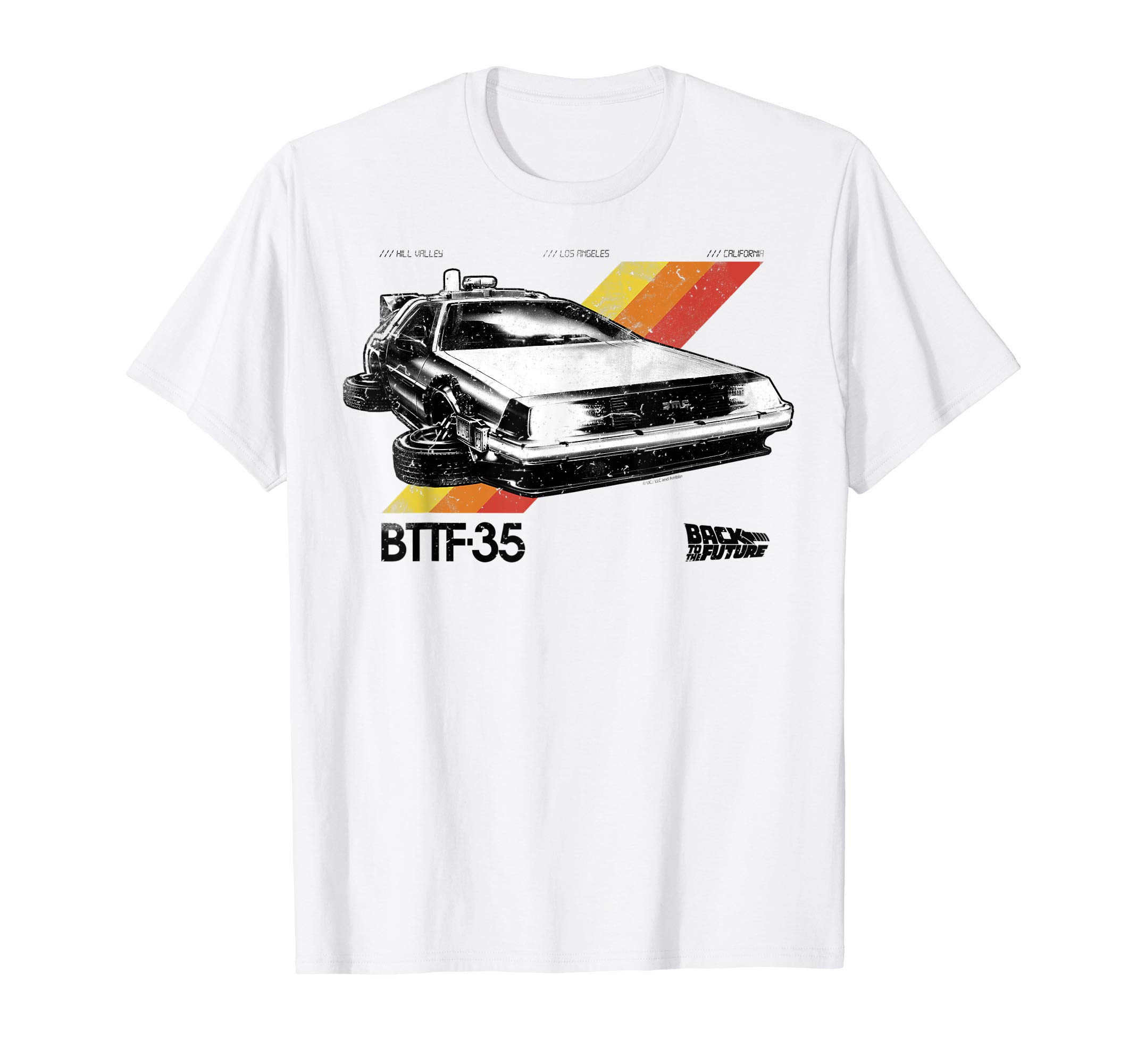 Back To The Future 35th Retro Stripe DeLorean T-Shirt