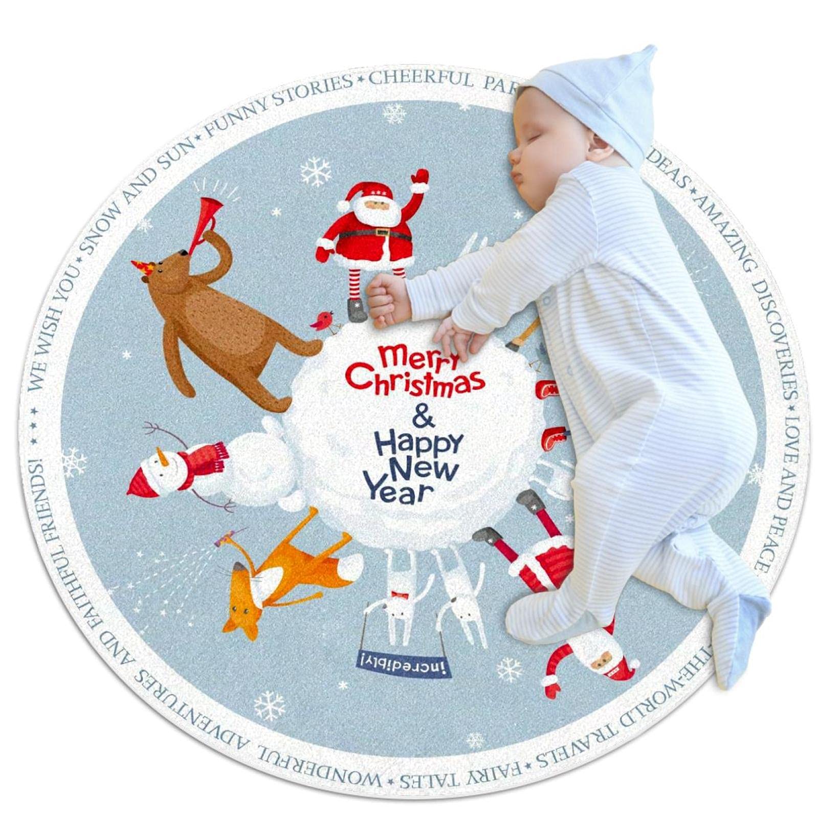 Tapis de jeu Joyeux Noël animaux mignons pour un cadeau d'enfant idéal