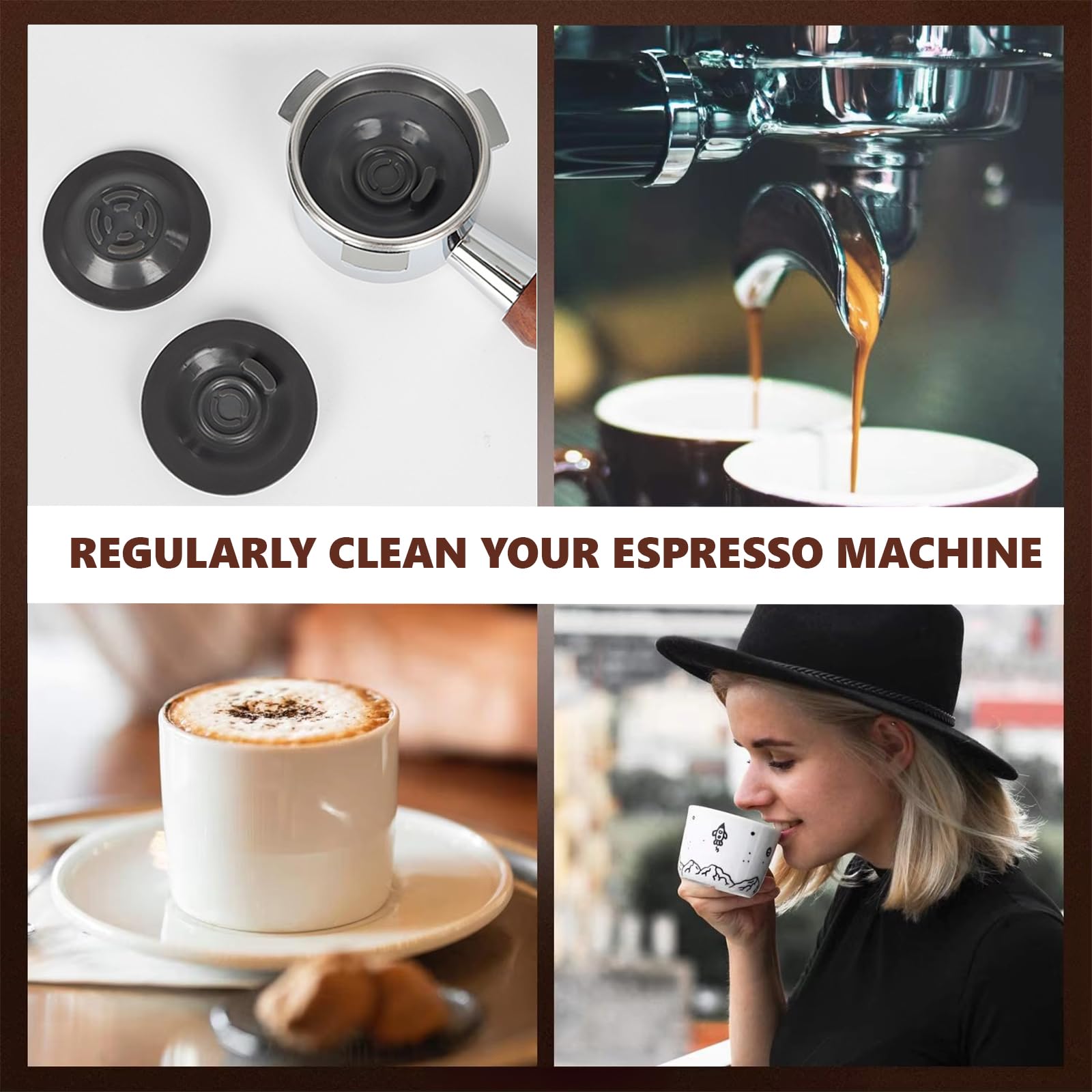 2 Piezas Pastillas de Limpieza, 54 mm Breville & Sage Pastillas De Limpieza De Máquinas, Accesorios de Silicona Elástica para Breville para La Mayoría de Máquinas de Espresso (Gris)