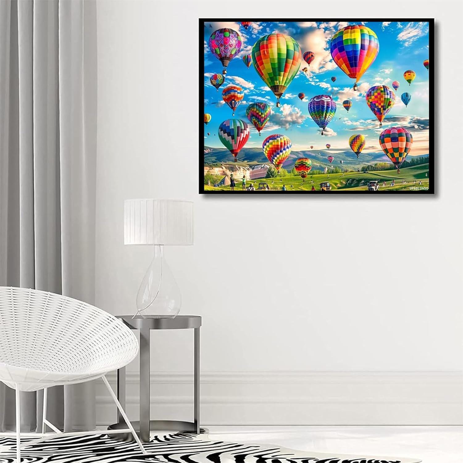Colorful Hot Air Balloon in Sky Diamond Painting, 5D DIY Diamond Painting Kits for Adults Full Drill Crystal Rhinestone Paintings Pictures Arts Wall Decor Painting Kits 12x16 Inch