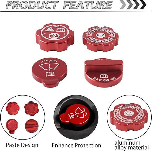 Miniatura 7 de Tapa de aceite de motor de aleación de aluminio, tapa de radiador, tapa de arandela, tapa de líquido de freno, compatible con Chevrolet Corvette C8