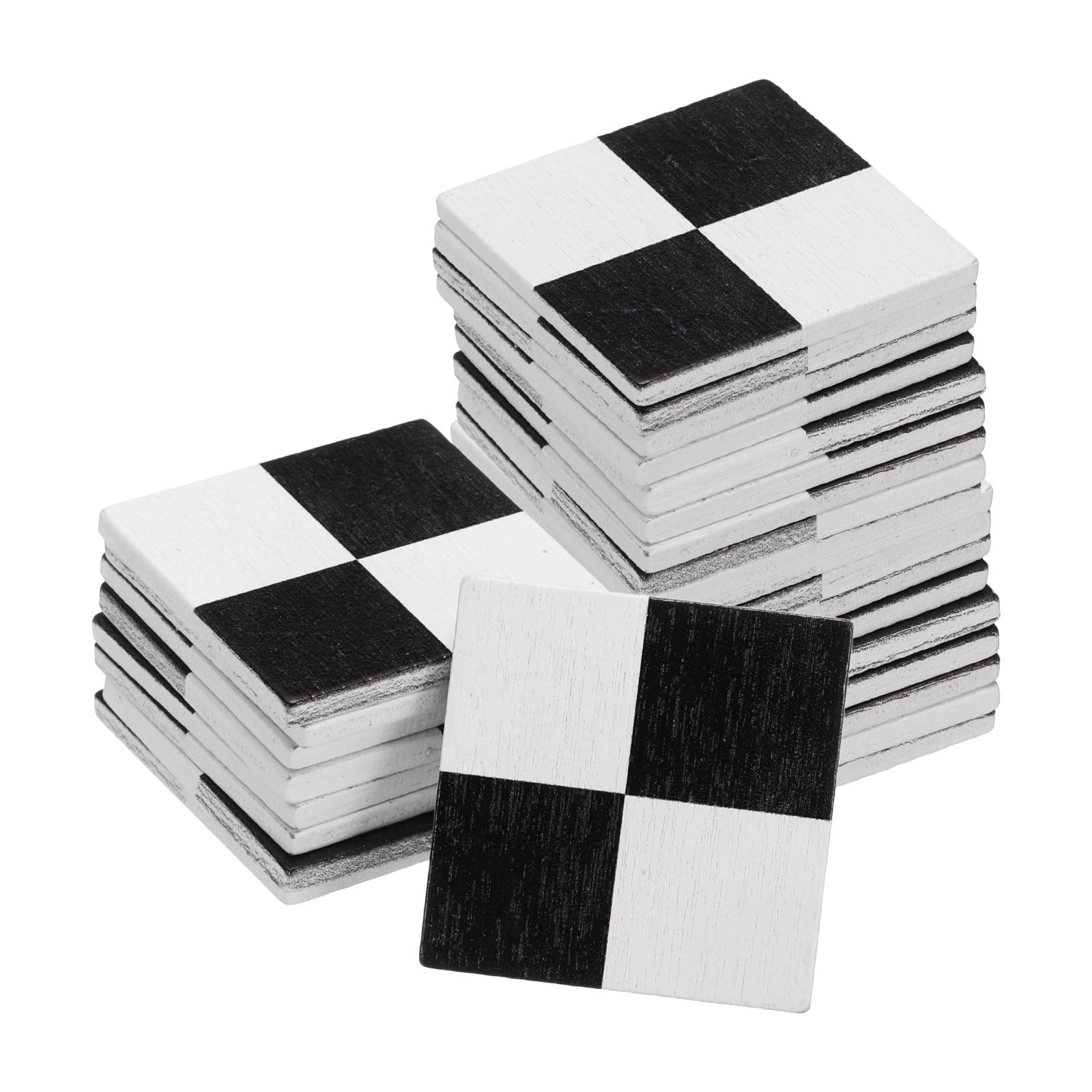CoCud Dollhouse Flooring, 1.18" Square, Wood Miniature Floorboard (Black/White) - (Applications: for Dollhouse Decoration), 27-Pieces
