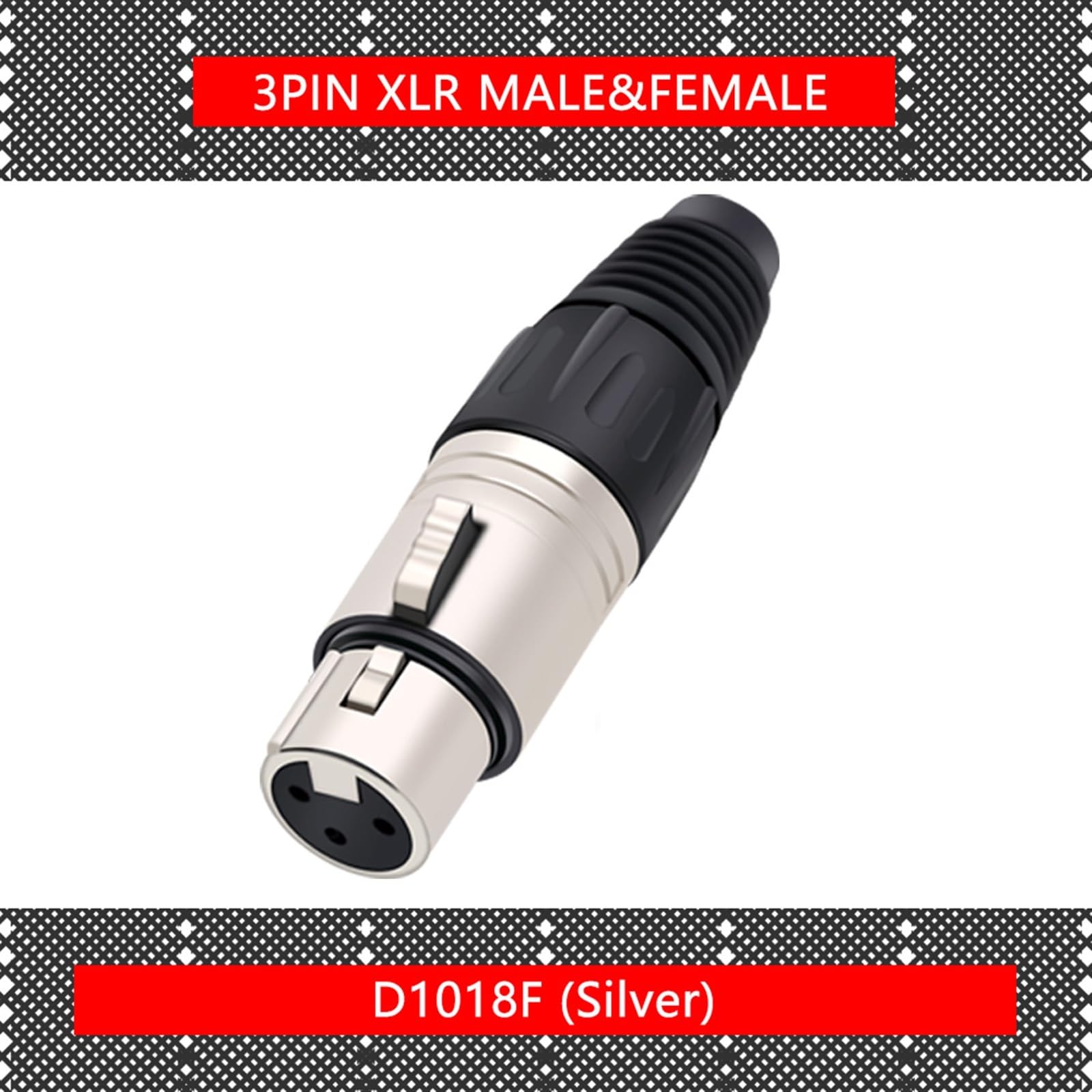 10 sztuk/partia 3-pinowe złącze wtykowe XLR męskie złącze mikrofonowe adapter mikrofonowy kabel XLR złącze kabla audio (10xF-srebrne)