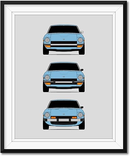 Miniatura 4 de Handmade Poster compatible with Datsun 240Z 260Z 280Z Generations and Print of Datsun S30 / Nissan S30 (Nissan Fairlady Z) - White, 11x14" Metallic