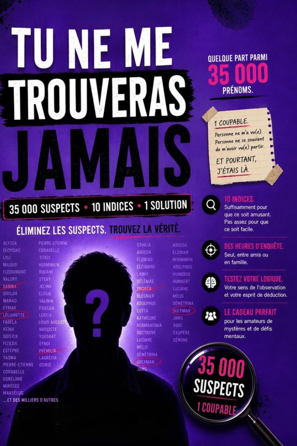 Tu ne me trouveras jamais: Jeu d'enquête et de déduction : trouvez le prénom caché parmi 35 000 suspects