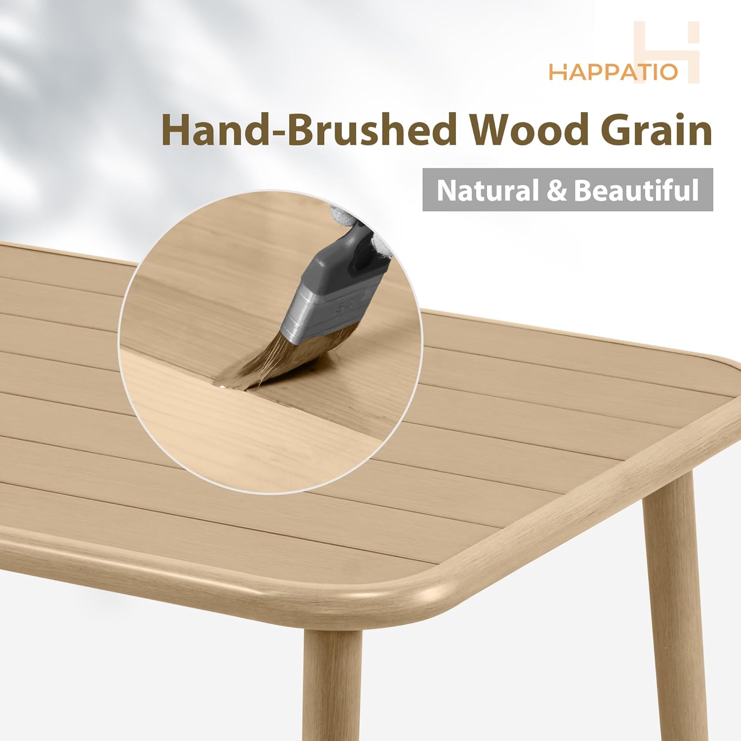 HAPPATIO Outdoor Dining Sets for 8, 9-Piece Patio Table and Chairs Set, Rope Woven Chairs with Cushions, Wood-Grain Aluminum Frame Patio Dining Set for Outside, Lawn, Garden, Backyard