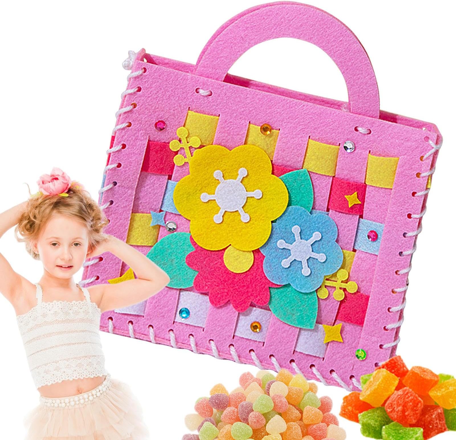 Sew Your Own Bag Nonwoven Handmade Sewing Bag for Kids, Sewing Kit for Beginners - Easy Sewing Craft Kit for Handmade Wallet, Kids First Sewing Kit Easy and Fun Sewing Bag Kit Attractive Fun Art