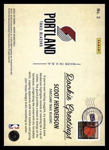 Miniatura 2 de 2023-24 Panini Hoops Rookie Greetings #3 Scoot Henderson NM-MT Portland Trail Blazers Basketball Trading Card NBA