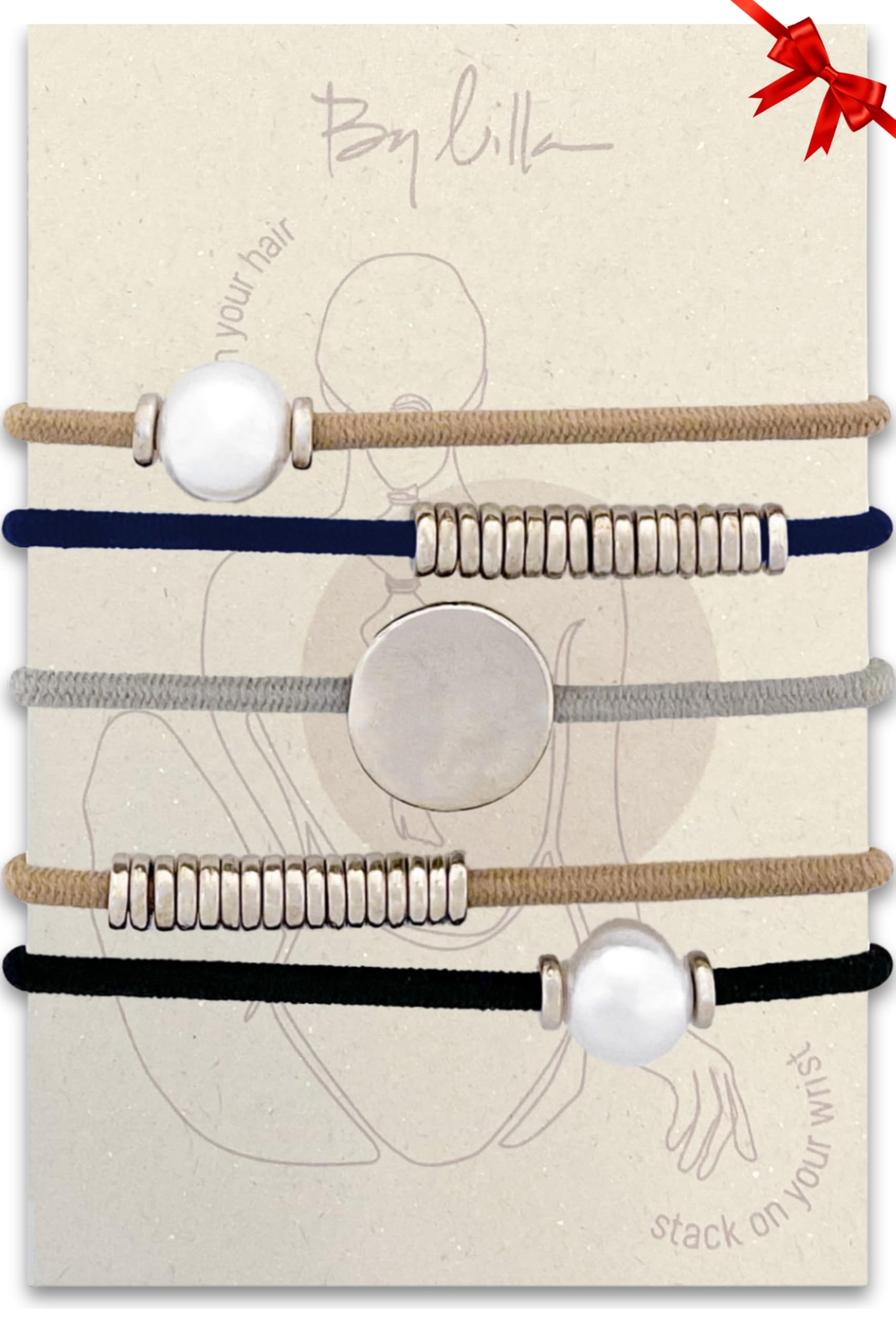 Bracelet Hair Ties - Stretchy Hair Tie Bracelets - Decorative Handmade Jewelry for Women’s Wrist and Ponytail (Marble)