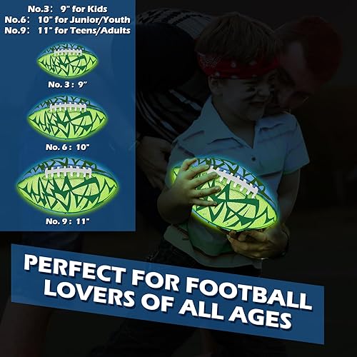 Miniatura 7 de Jasonwell Fútbol que brilla en la oscuridad, juguete de fútbol con luz de agarre fuerte, pelotas deportivas al aire libre para niños, adolescentes,