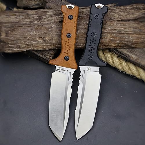 Miniatura 8 de LENGREN Hippo Sleipner - Hoja fija de acero de 11 pulgadas, cuchillo táctico de campamento al aire libre, mango de lino con funda Kydex (negro y