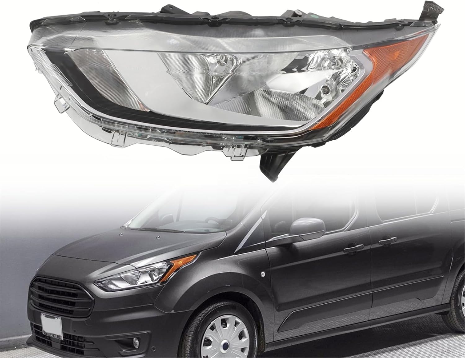 Headlight Assembly Halogen Driver Side Compatible with Transit Connect XL/XLT/Titanium 2019 2020 2021 2022 Front Left Headlamp FO2502386C