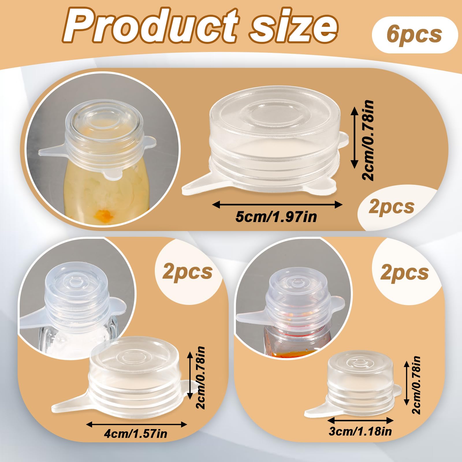 6 Pcs Small Silicone Stretch Lids Reusable Silicone Stretch Cover 3 Sizes Fit to 1.2 Inch to 2.4 Inch Small Jars, Food Cans, Bottles
