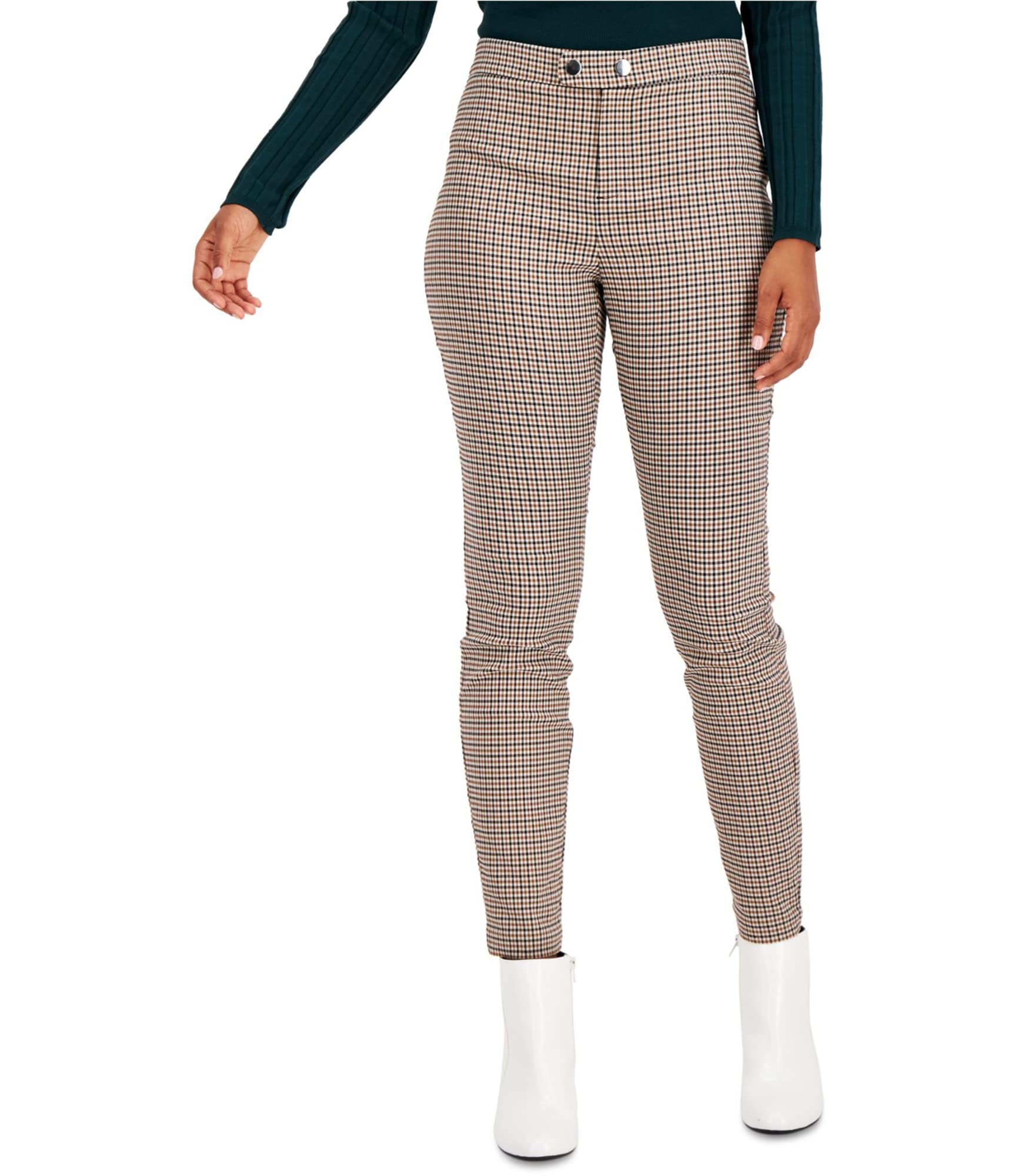 I-N-C Womens Plaid Casual Trouser Pants Brown 4 Regular