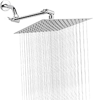 Vista 43 de Cabezal de ducha de lluvia con brazo de extensión ajustable de 11 pulgadas, cabezal de ducha cuadrado grande de acero inoxidable de alto flujo