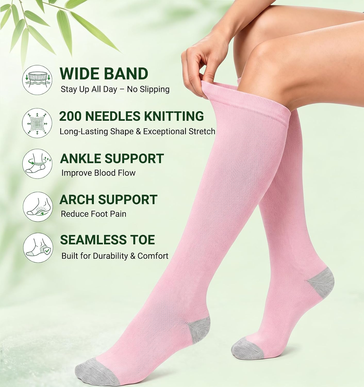 Bamboo Viscose Compression Socks for Women Men, 4 Pack, 15-20 mmHg Support image 5