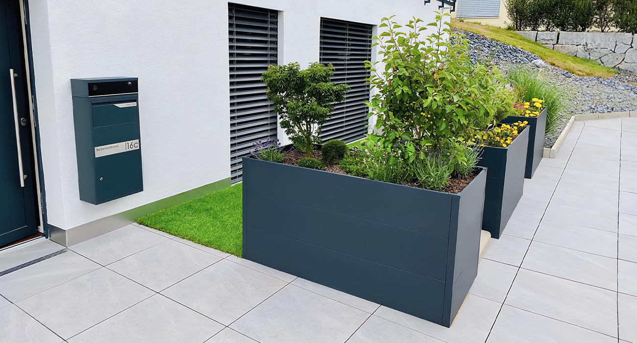 Metzler Hochbeet für den Garten – Stahl in Anthrazit | Witterungsbeständiges Metall-Gartenbeet, Pflanzenbeet, Blumenhochbeet | 150 x 75 x 77 cm