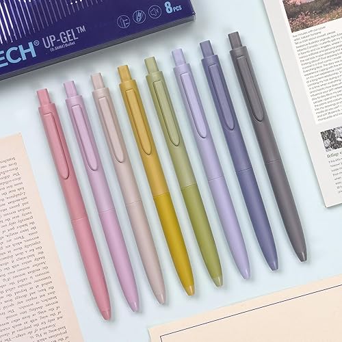 Miniatura 7 de WRITECH Bolígrafos de gel de 0.020 in, 8 unidades, bolígrafos retráctiles silenciosos para diario, dibujo y escritura, sin manchas, ni sangrado