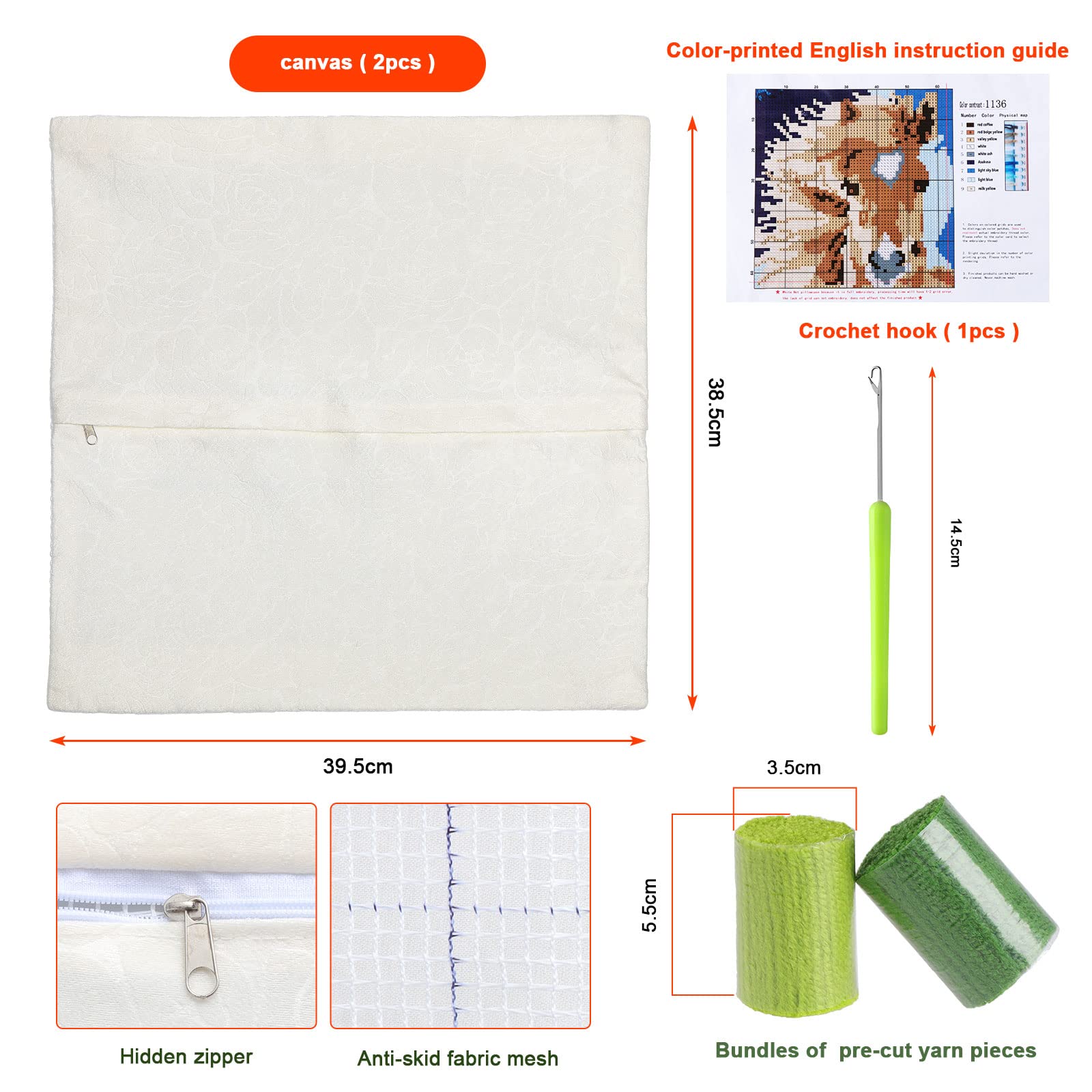 DIY Knüpfkissen Giraffe Im Herbstgras 43x43cm - Latch Hook Kit